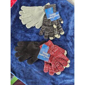 Texting‎ Ladies’ Gloves Set of Two Pair Red Black Gray White